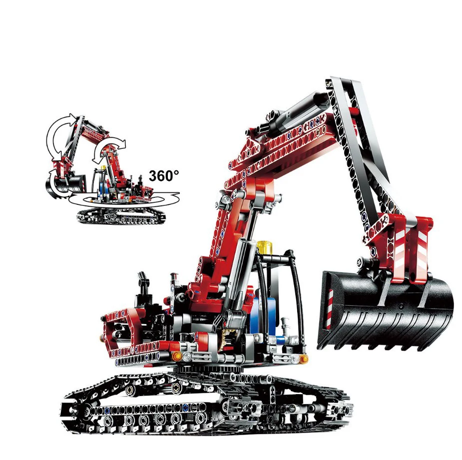

760pcs City Red Engineering Excavator Set Model Diy Brick Building Blocks Kit Toys Gifts Compatible with Legoe Technic 20025