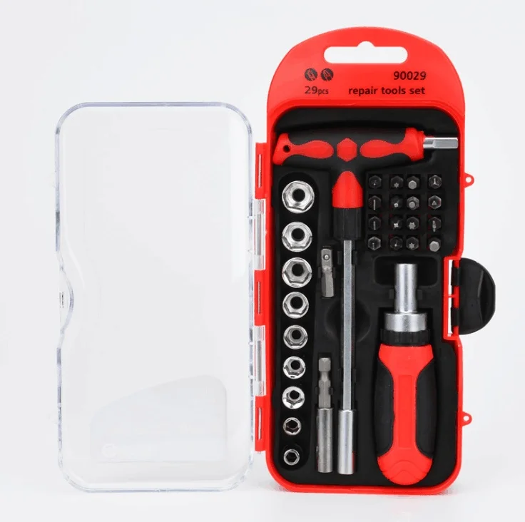 

29PCS carbon steel material quality Screwdriver Set Precision Car Repair Combination Suit Multitool Toolbox Sleeve Tool