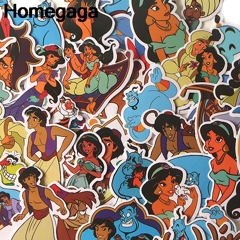 

Homegaga 39pcs Cartoon the magic lamp Creative badge DIY stickers PC wall notebook phone case Motor scrapbooking album D2133