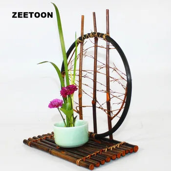 

Japanese Flower Bamboo Shelf Vase Base Shelves Flower Arrangement Flowerpot Ceramic Container Bowl Flower Pot Vintage Home Decor