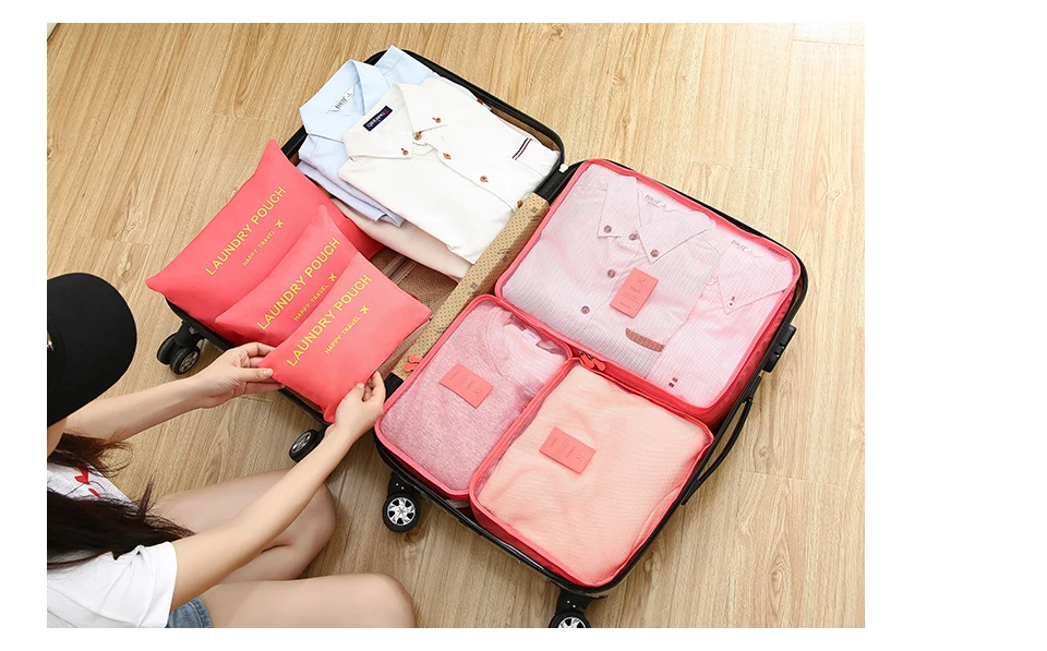 6 шт Дорожная сумка для хранения набор портативный органайзер для багажа для шкафа Дорожный чемодан Органайзер наборы одежды органайзер сумка