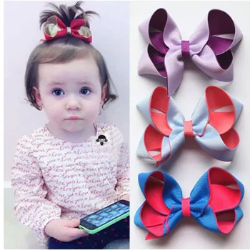 

40pcs/lot Baby Girl Double Color Ribbon Bow Hair Headwear accessories