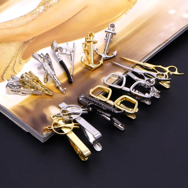 

Stylish Men Vintage Tie Clip Necktie Tie Clip Bar Clasp Guitar Glasses Anchor