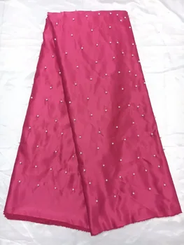 

High class George lace fabric pink george wrappers african raw silk george lace fabric Give 5 yards tulle lace beads fabric FL27