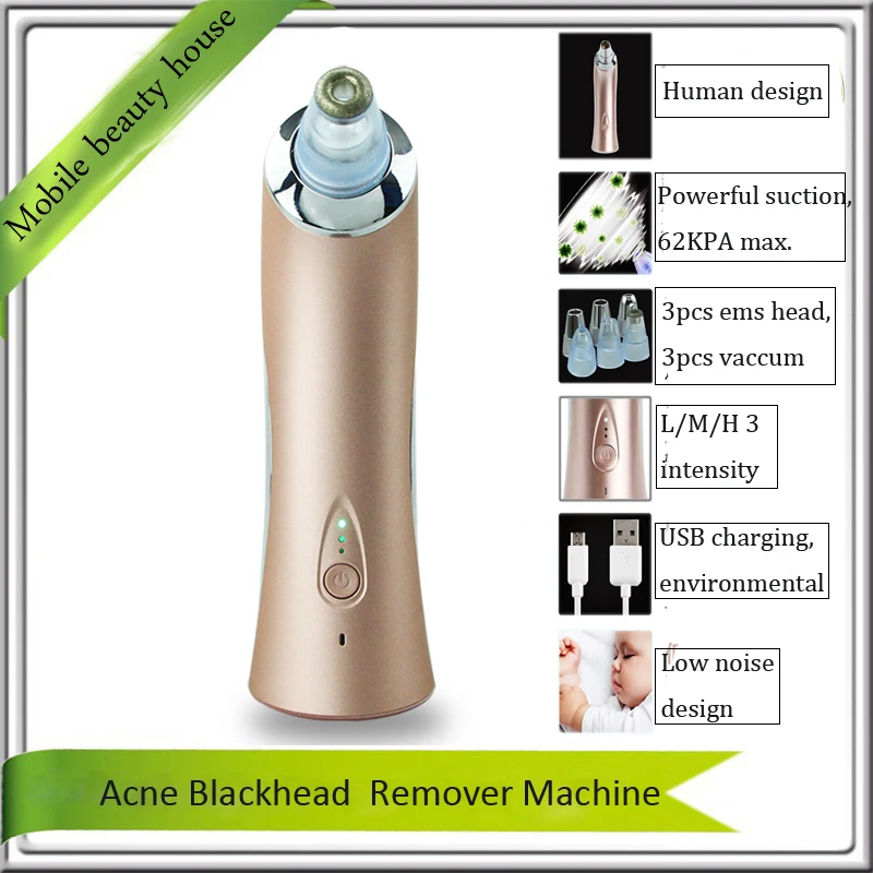 

Professional Vacuum Suction Nose Blackhead Acne Cleaner EMS Stimulation Face Lifting Diamond Microdermabrasion Beauty Equipments