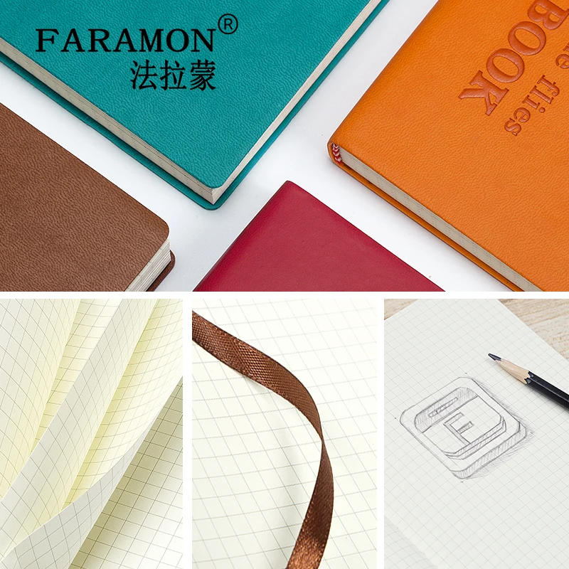 FARAMON Checkered Notebook Thick Notepad Grid Book 1PCS FARAMON Checkered Notebook Thick Notepad Grid Book 1PCS