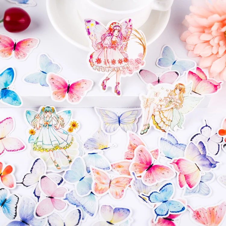 

40pcs Lovely Fairy Butterfly Elf Girl Decoration Stationery Sticker Diy Ablum Diary Scrapbooking Label Sticker Stationery