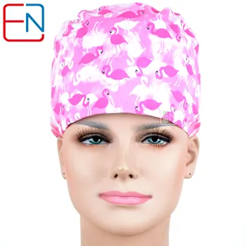 

Hennar Women Print Surgical Caps Mask 100% Cotton Medical Caps Adjustable Dentists Surgical Hats .