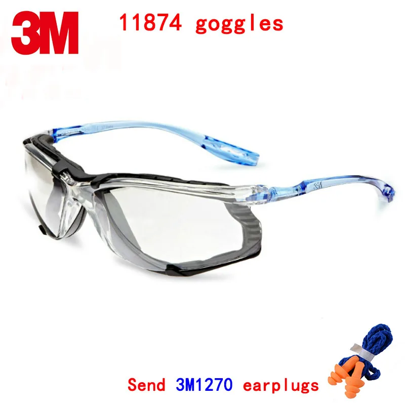 

3M 11874 goggles Genuine security 3M protective goggles Sports section Foam frame Anti-fog Wearable earplugs safety goggles