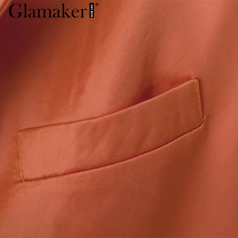 Glamaker сексуальное платье-пиджак с длинными рукавами и карманами женские блейзеры и куртки летние элегантные офисные женские Повседневный Блейзер, куртка пальто