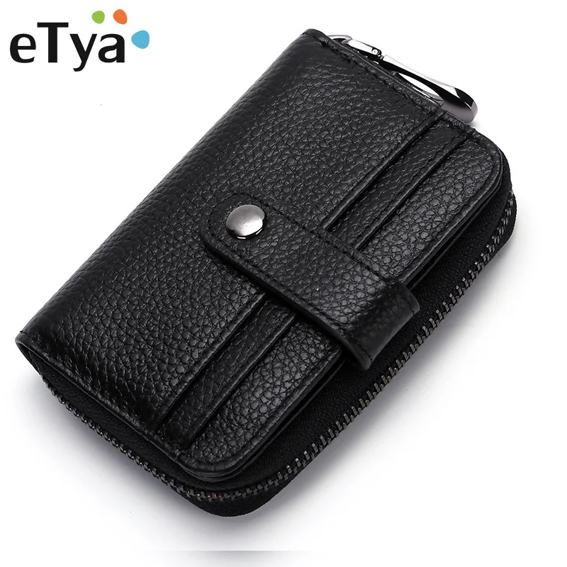 

eTya Men Women Business Wallet Genuine Leather 12 Card Holder Wallets Fashion Male Female Clutch Purse Unisex Credit Card Case