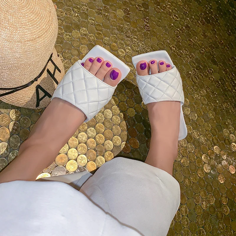 

2019 high quality summer outside slides comfortable shoes woman open toe high heels casual shoes slippers