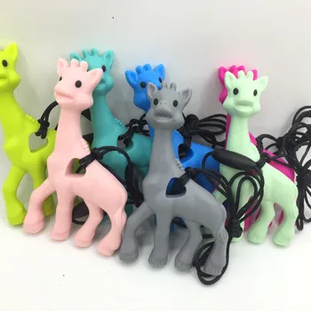 

Silicone Teething Pendant Necklace - Safe for babies to chew, suck and love on - Animal silicone baby teether