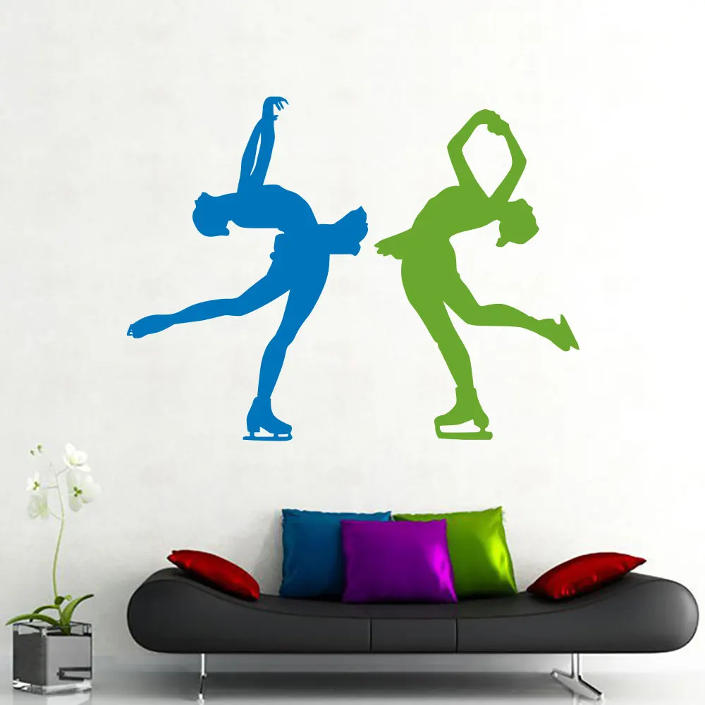 

Figure Skating Wall Decals Girls Sport Art Vinyl Sticker Mural Gym Removable Interior Kids Living Room Home Decor Sticker YO-142