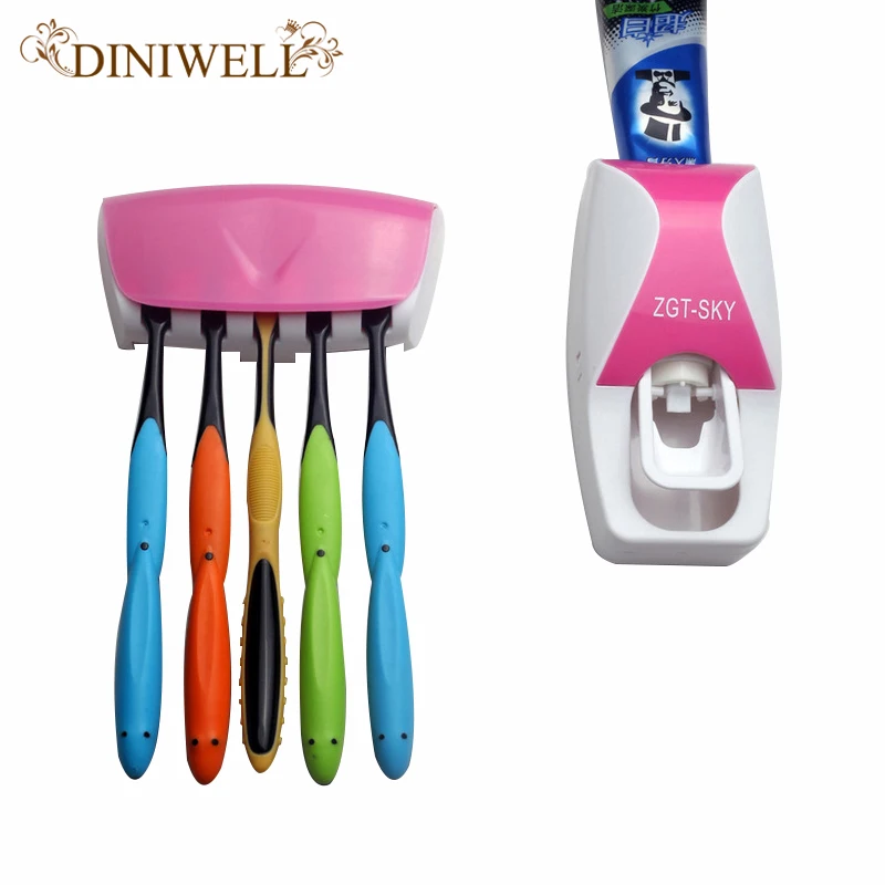 

DINIWELL New Arrival Bathroom Set Accessories Rolling Tube Tooth Paste Squeezer Toothpaste Dispenser Toothbrush Holder