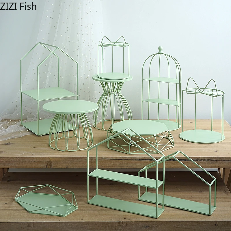

Green Cake Stands Cupcake Trays Birdcage Baby Boy Birthday Tools Home Decoration Candy Bar Dessert Table Party Supplier