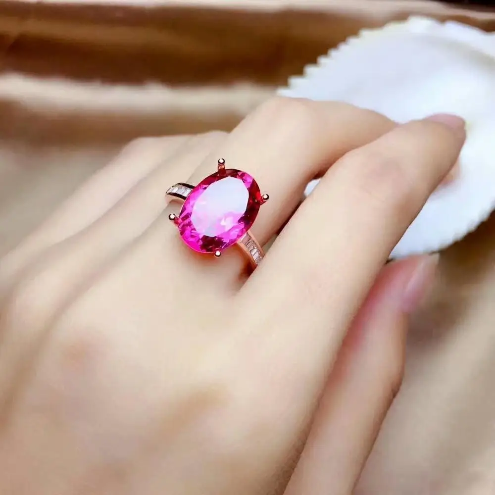 Shilovem 925 Серебряные кольца из стерлингового серебра Натуральный топаз розовый женский открытый модный прекрасный подарок ювелирное растение mj101401agfb
