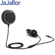 Jajabor bluetooth mãos livres carro kit com função nfc + 3.5mm aux receptor música aux speakerphone 2.1a usb carregador de carro