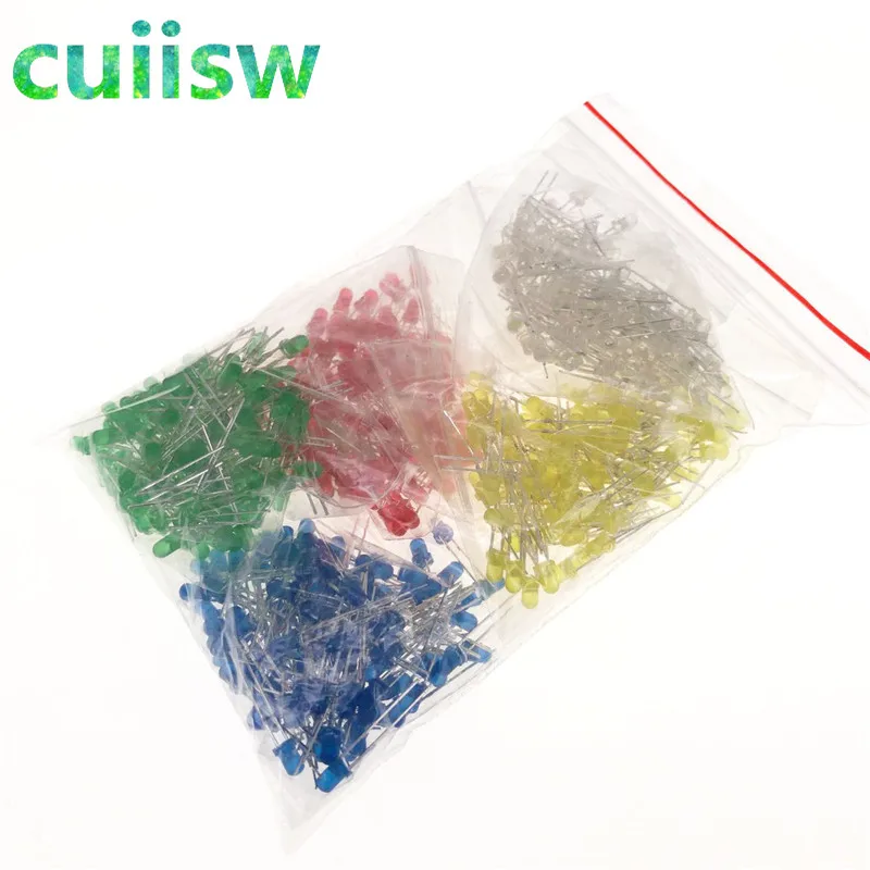 500 шт./лот 3 мм набор светодиодных диодов разных цветов красный зеленый желтый