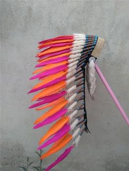 

28inches orange and hot pink feather headdress feather headpeice costume supply