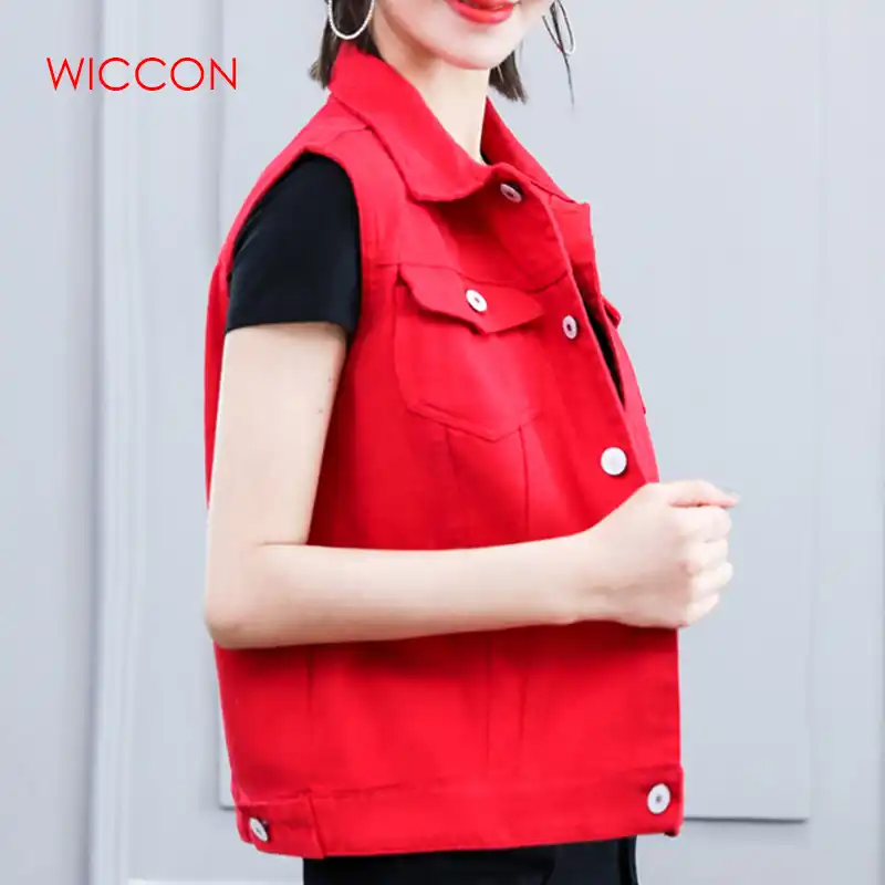 red denim vest womens