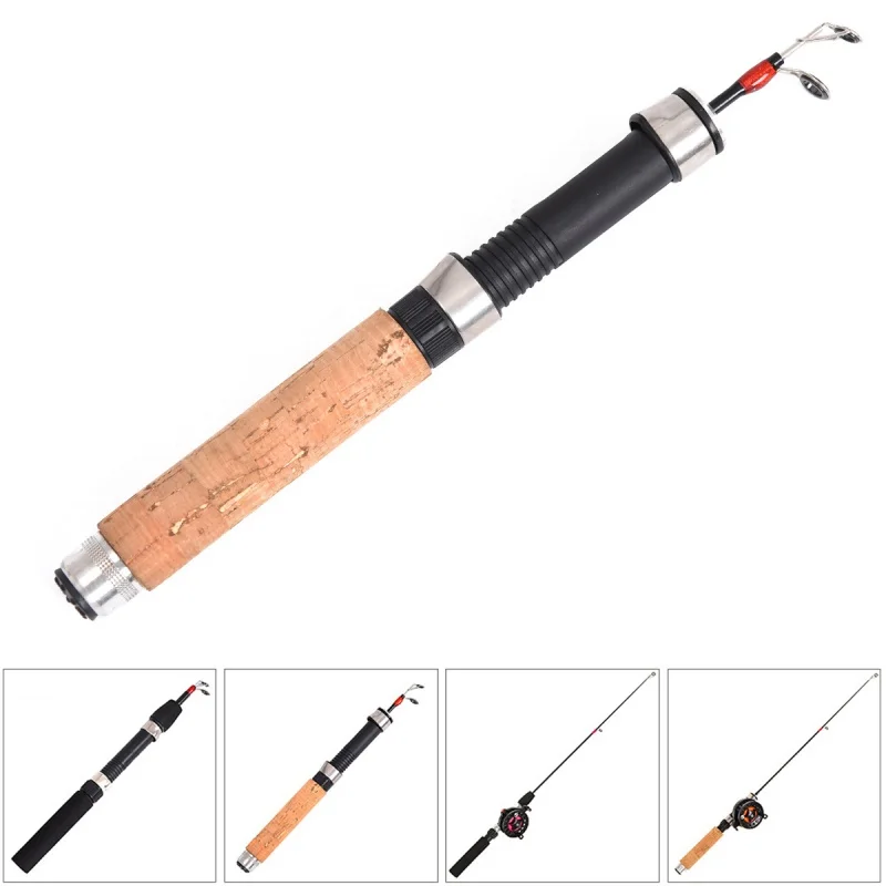 Ice Fishing Rod(Reel) Winter Super Short FRP Fiber Lightweight Retractable Telescopic Pole(Wheel) For Freshwater Saltwater
