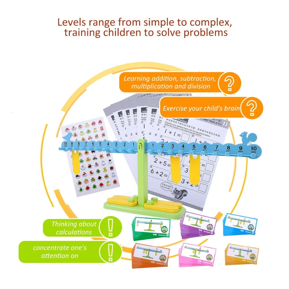 Children Montessori Toys Digital Balance Puzzle Math Balance Board Game