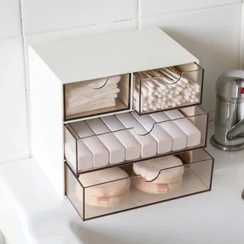 

4/9 Lattice Creative Storage Box with Drawer Home Office Desktop Storage Box Organizer -4