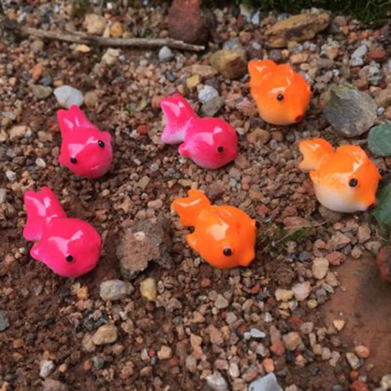 

ZOCDOU 4 Pieces Fake Resin Goldfish Red Orange Fish Carp Statue Figurine Crafts Figure Ornament Miniatures Zakka Display Small