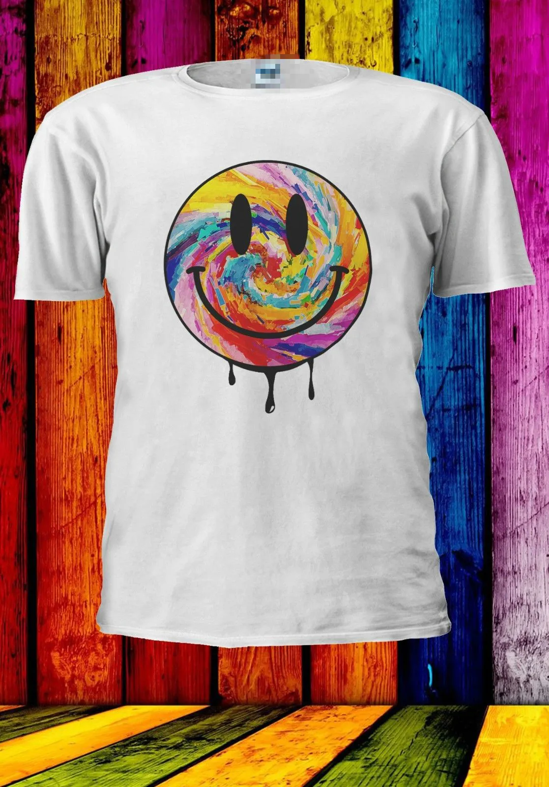 Acid Dripping Smiley Face Tie Dye House Rave Music Men Women Unisex T-shirt 909