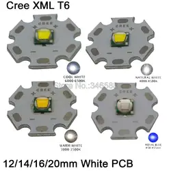 1x Cree XLamp XML XM-L T6 холодный белый нейтральный белый теплый белый 10 Вт высокое Мощность светодиодный излучатель бисера на белый 12 мм 14 мм 16 мм 20