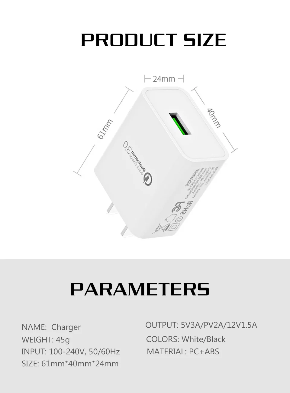 US Charger QC3.0 Fast Charging Mobile Phone Chargers USA Electrical Socket For Electronic Equipment in United States (8)