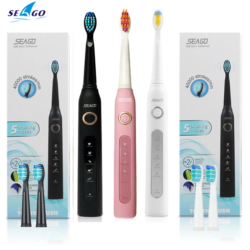 Adult's Sonic Electric Toothbrush 2 Mins Smart Timer 40000 Strokes Deep Oral Clean 5 Modes Waterproof USB Rechargeable