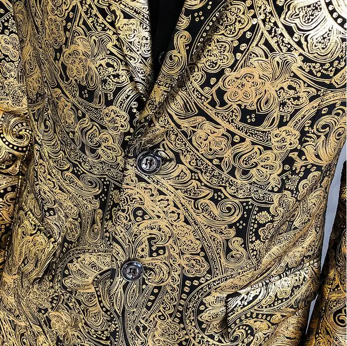 Смокинг формальная одежда тонкий костюм пиджак мужской роскошный Пейсли Цветочный узор нарядный костюм куртка ночной клуб танец мужской повседневный блейзер