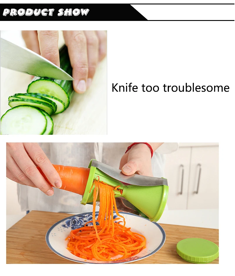 Для овощей и фруктов спиральная Shred устройство процесса измельчитель кухонный инструмент спиральный резак терки кухонный инструмент