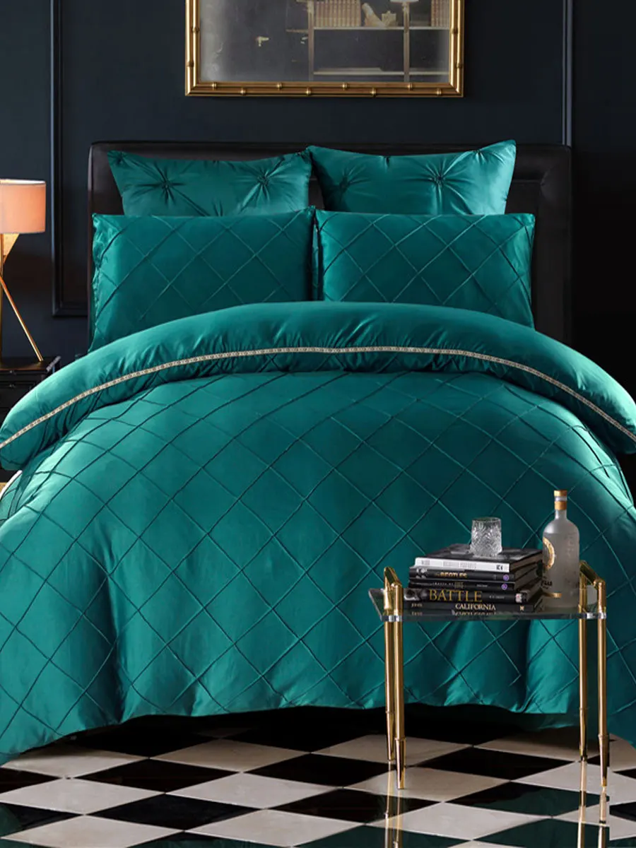 

4Pcs Duvet Cover Set Modern Solid Color Comfortable Washable Bedding Set
