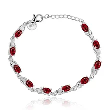 Silver plated exquisite luxury gorgeous fashion red zircon bracelet temperament charm Silver jewelry birthday gift H350