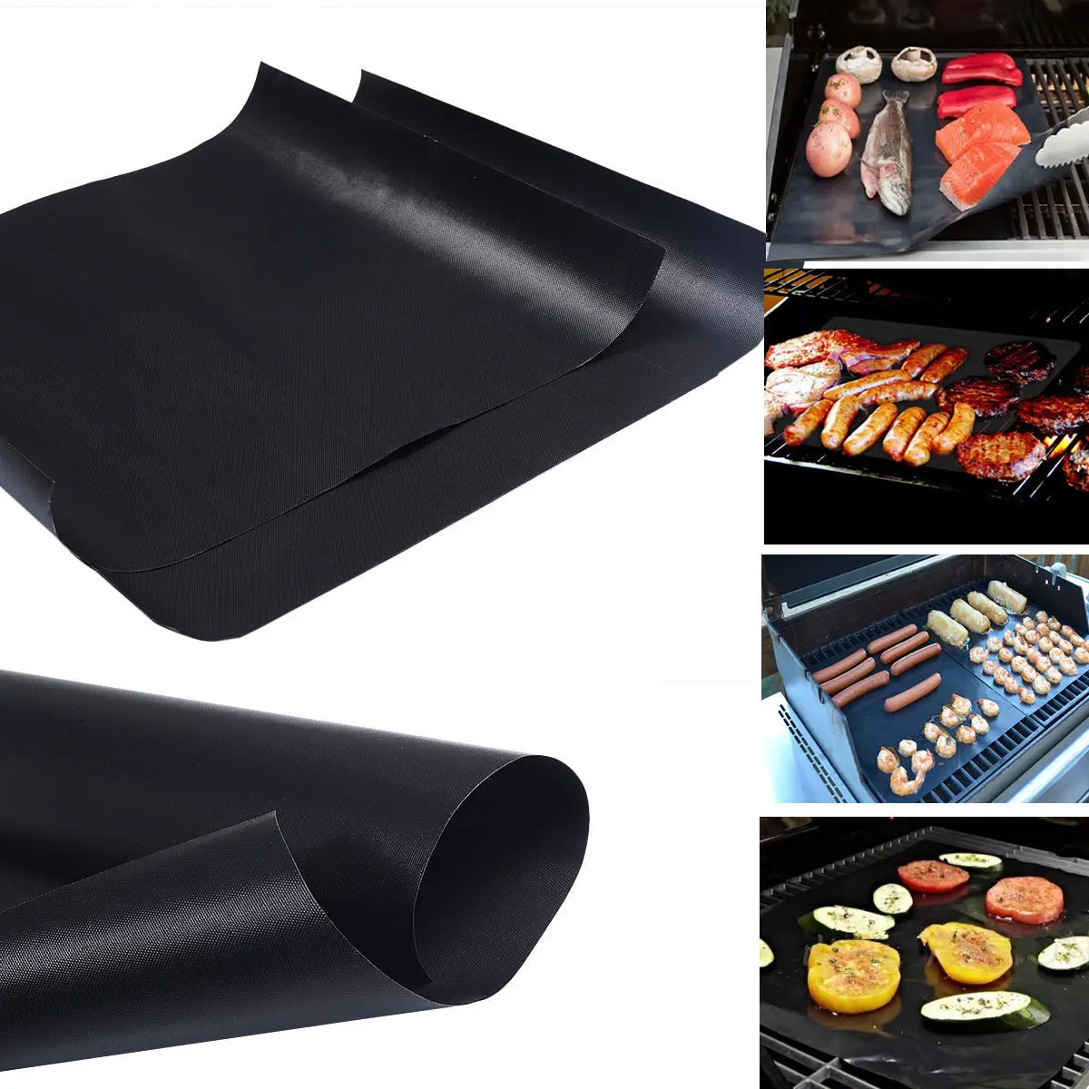 GZZT Barbecue LPG Gas Grill Buy One Get BBQ Mat 3 Burners BBQ Grill Smokeless Environmental Grill With Stainless Steel Shield
