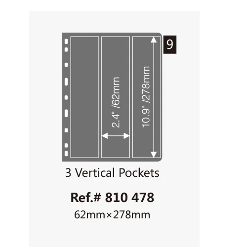 Листы только Лот х 10 шт. прозрачные/черные листы/монеты листы 9-hole 24 листов/монеты рукав/-fit J3.0 альбом - Цвет: 3 Vertical Pockets