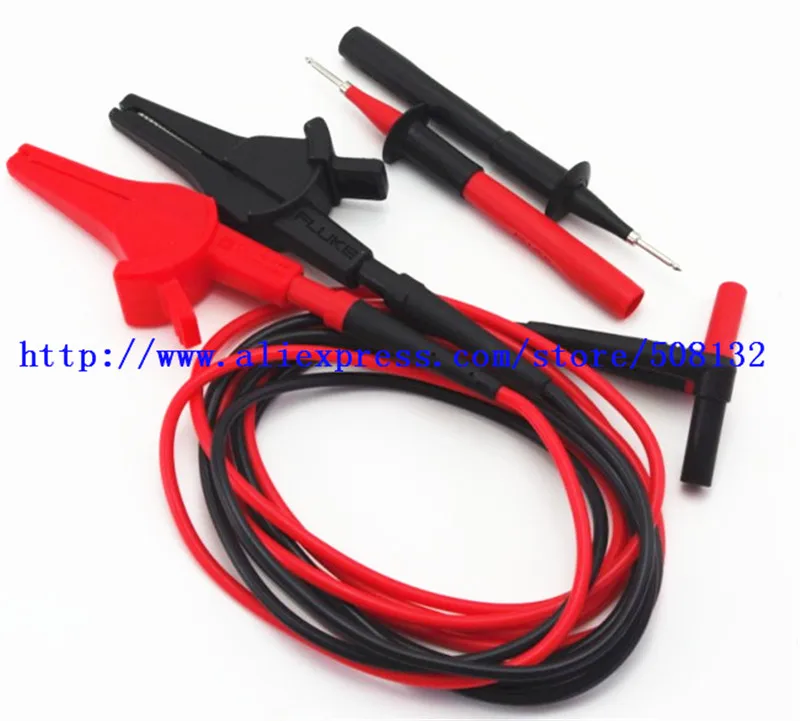 Test Leads TL224+FLUKE SureGrip Alligator Clips(fit AC285) +Fluke TP220 Test Probes !Red/Black