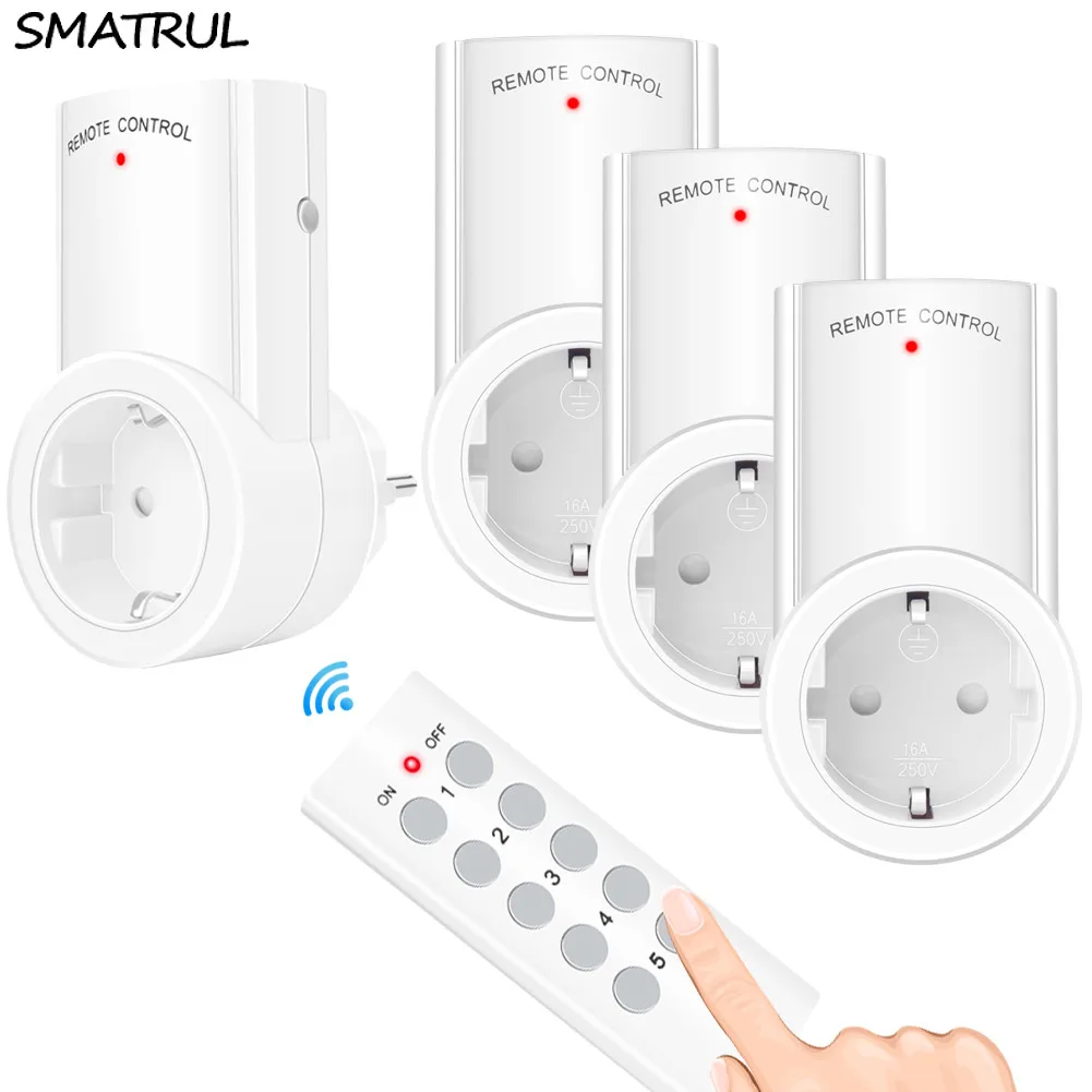

SMATRUL 433mhz smart Wireless 4 Socket 1 Remote Control wall Electrical EU UK Plug Outlet 220v 230v LED Lights For USB charger
