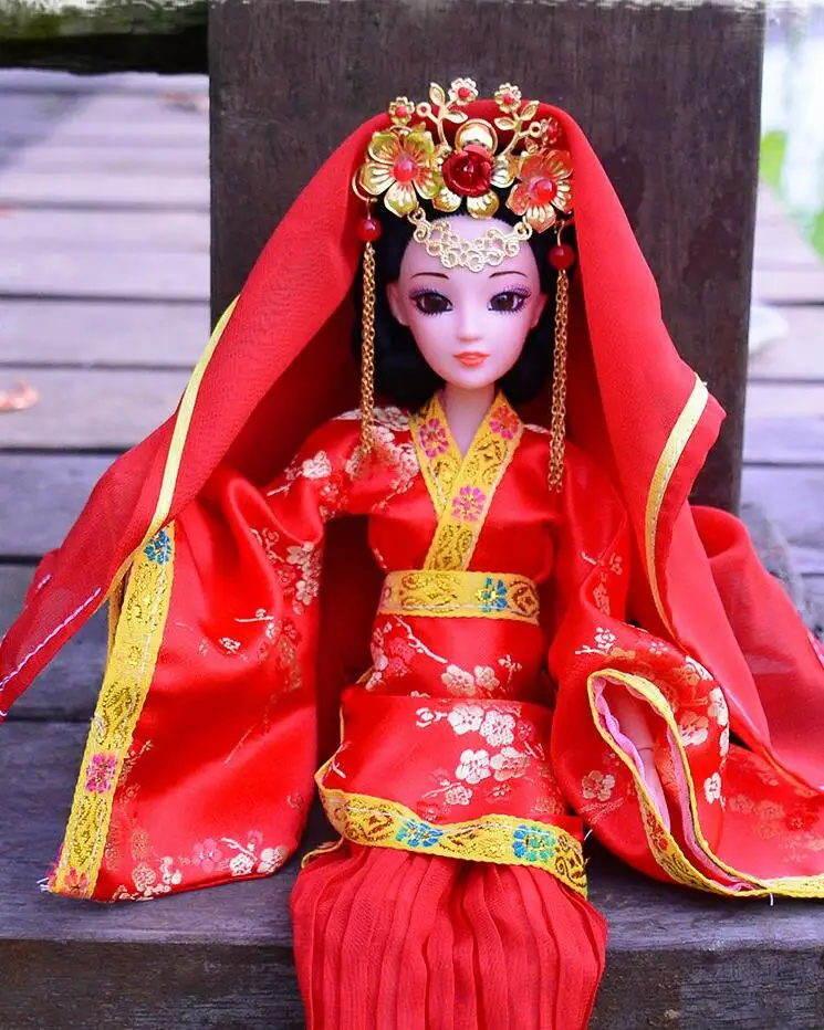 30cm Chinese style Bridal doll reborn dolls 3D pure handmade wedding