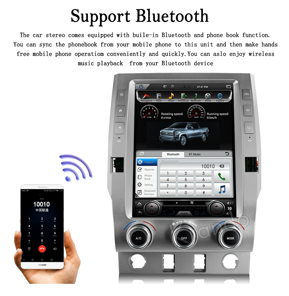 Perfect Krando Android 7.1 12.1" tesla Vertical screen car multimedia player GPS for Toyota Tundra 2014-2018 radio player navigation BT 1