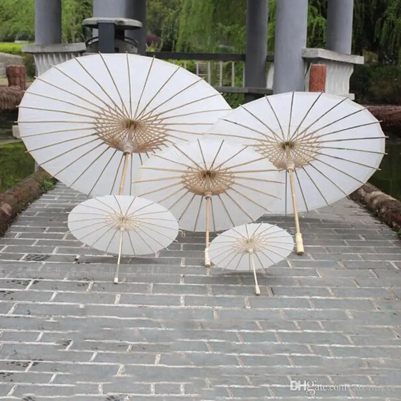 

Chinese Traditional Mini Oil Paper Umbrella Bamboo White Paper Paraso Children DIY painting Performance Props Umbrella kids