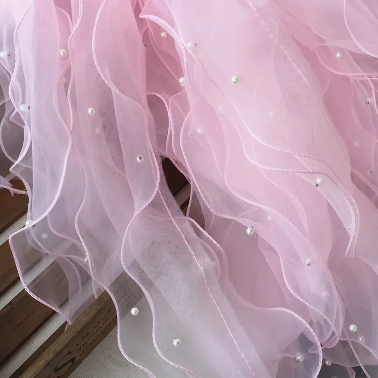 Новое свадебное платье с оборками последний стиль вышивка бисером кружева ткани отделка цвета: черный, фиолетовый, бело-розовое кружевное праздничное бальное платье с лентой Свадебные швейные принадлежности dentelle encaje