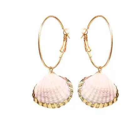 Fashion 2019 Natural Sea Shell Drop Earrings For Women Colorful Painted Shell Beads Pendant Earring Summer Beach Jewelry Brincos SHBE-E06