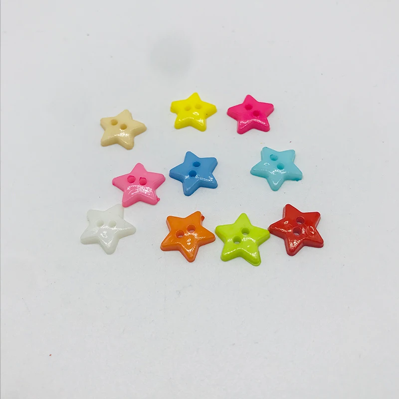 XinDong 2 отверстия 30 шт. 11,5 мм смешанные цвета с плоской задней пентаграммой в форме звезды пластиковые пуговицы для пришивания принадлежности для одежды аксессуар