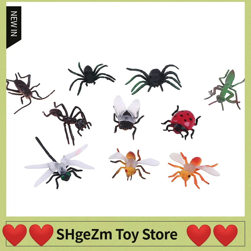 

10Pcs Plastic Fake Insects Bug Ladybug Spider Dragonfly Mantis Scorpion Ant True To Life Model Trick Toy Gift for Kids Children
