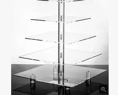 5 Tier Acrylic Square Wedding Cake Stand Cupcake Stand Tower