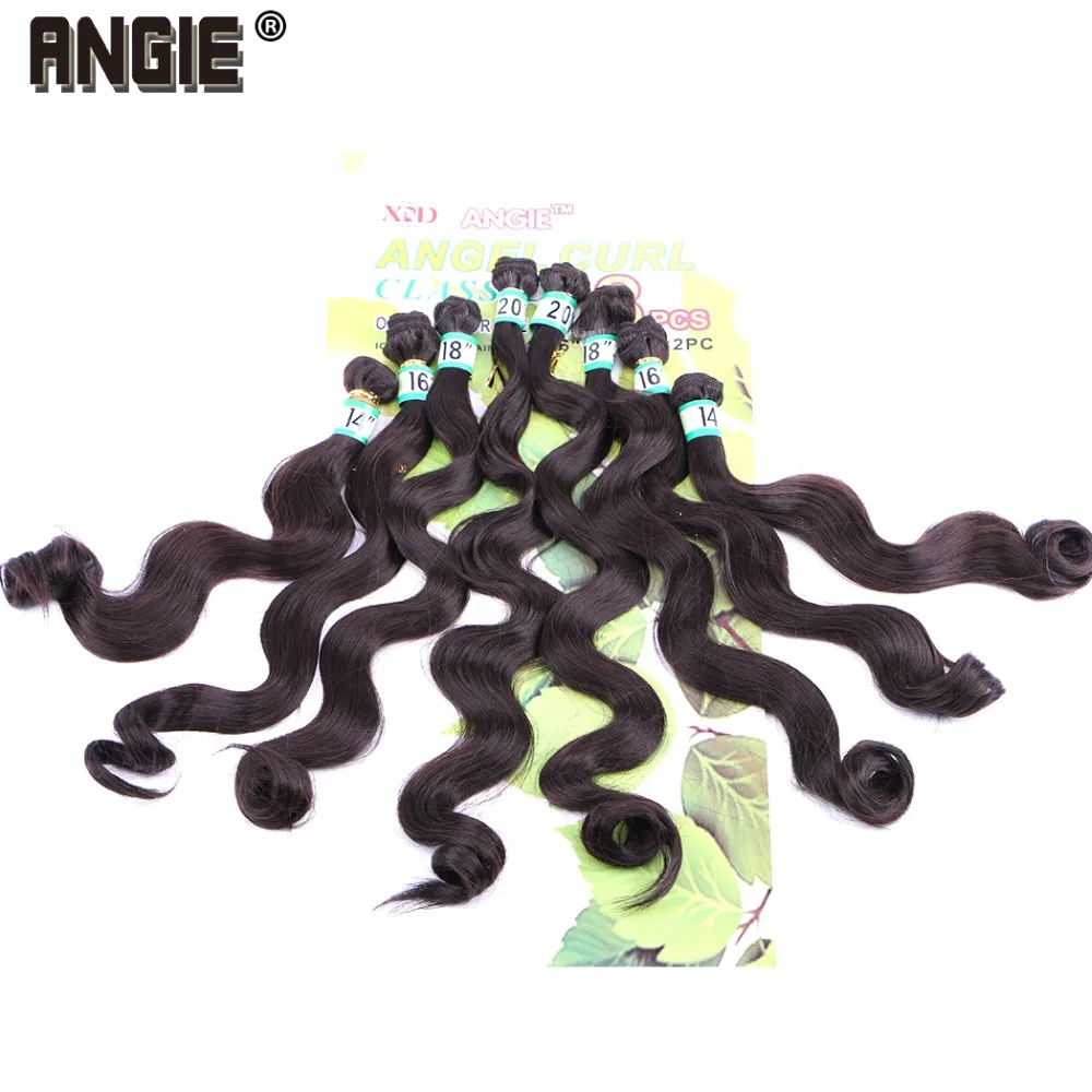 Angie синтетические волнистые, вьющиеся волосы ткет 8 шт./партия пучки волос 1"-20" tissage волокно двойной узел для волос для наращивания для женщин